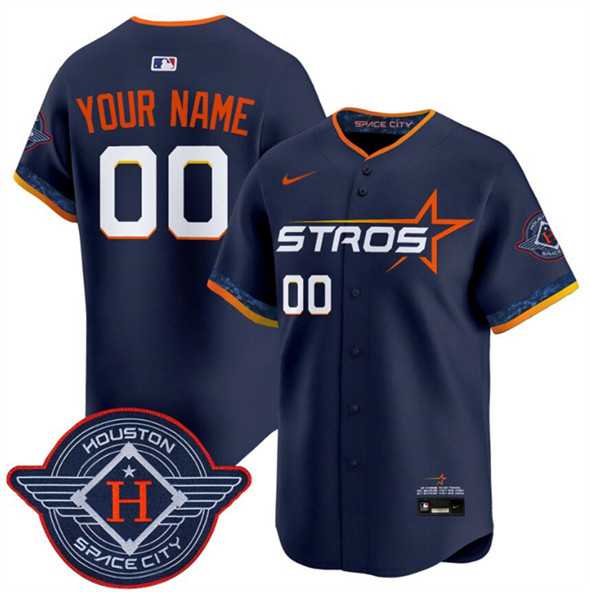 Men%27s Houston Astros Active Player Custom Navy 2025 City Connect Limited Stitched Baseball Jersey